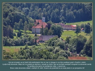Kot da bi kradel, se pri četrti hiši pretihotapim čez vrt, ker ni nikogar in na hitro poslikam grad v Svečini v dolini.
Ljudje božji slovenski. Meja več ne poteka po slemenu, ampak po dolini, kjer se končajo avstrijski vinogradi na slovenski zemlji.
Ta zemlja je še samo na zemljevidu naša, v resnici pa…
Bravo naša slovenska oblast v zadnjih 23. letih. Krasno ste poskrbeli le za svoje plače in za (pre)polne riti!
 