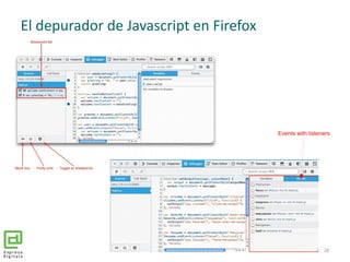 El depurador de Javascript en Firefox
28
Events with listeners
 