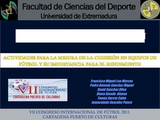 Mejora de la cohesion en el futbol | PDF