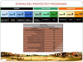 ETAPAS DEL PROYECTO Y PROGRAMA 
 