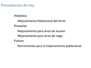 Mejoramiento poblacional en el CIAT