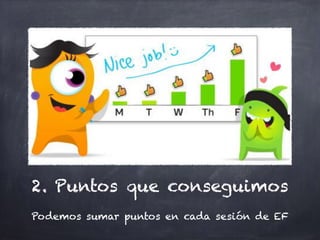 2. Puntos que conseguimos
Podemos sumar puntos en cada sesión de EF
 