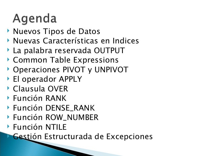 pivot unpivot y SQL en 2005 Mejoras Server SQL para T pivot unpivot y SQL en 2005 Mejoras Server SQL para T