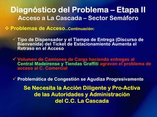 Diagnóstico del Problema – Etapa II
  Acceso a La Cascada – Sector Semáforo
Problemas de Acceso..Continuación:

  Tipo de ...