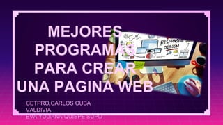 CETPRO.CARLOS CUBA
VALDIVIA
EVA YULIANA QUISPE SUPO
MEJORES
PROGRAMAS
PARA CREAR
UNA PAGINA WEB
 