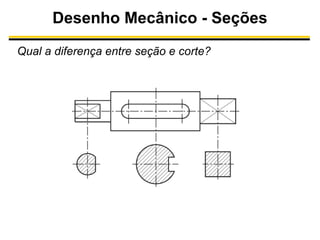 Desenho Mecânico - Seções
Qual a diferença entre seção e corte?

 
