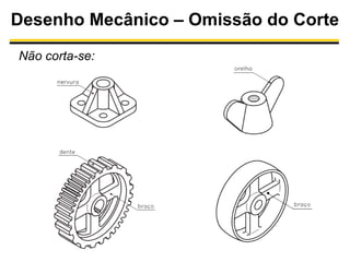 Desenho Mecânico – Omissão do Corte
Não corta-se:

 
