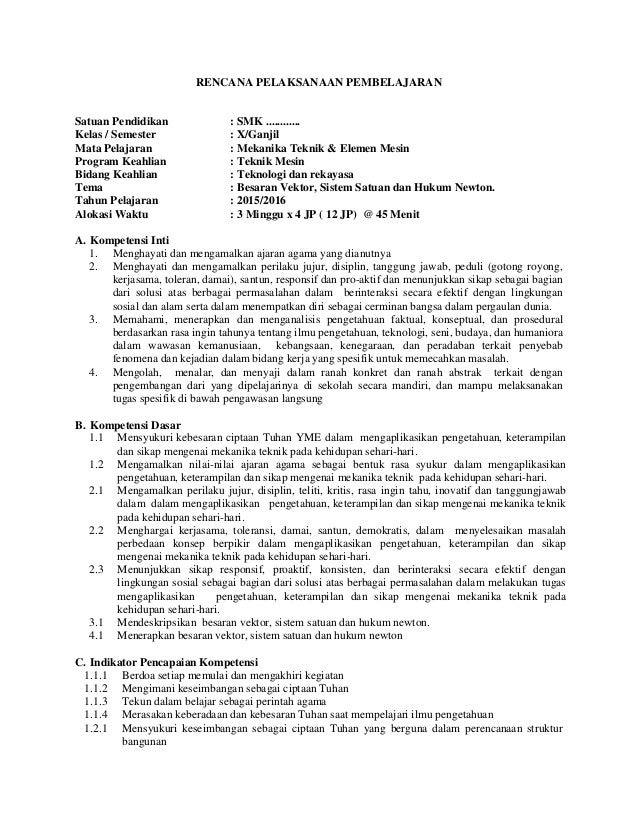 RPP MEKANIKA TEKNIK DOWNLOAD RPP MEKANIKA TEKNIK DOWNLOAD