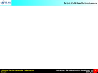 DME/MECC/ Marine Engineering Knowledge/ Jan
2007 /RB
Shipping History & Business: Classification
Society
8
To Be A World Class Maritime Academy
MARINE ENGINEER
REQUIREMENTS OF
A
 