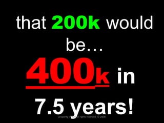 that  200k   would be… 400 k   in 7.5 years! property of YCIS all rights reserved  © 2008 
