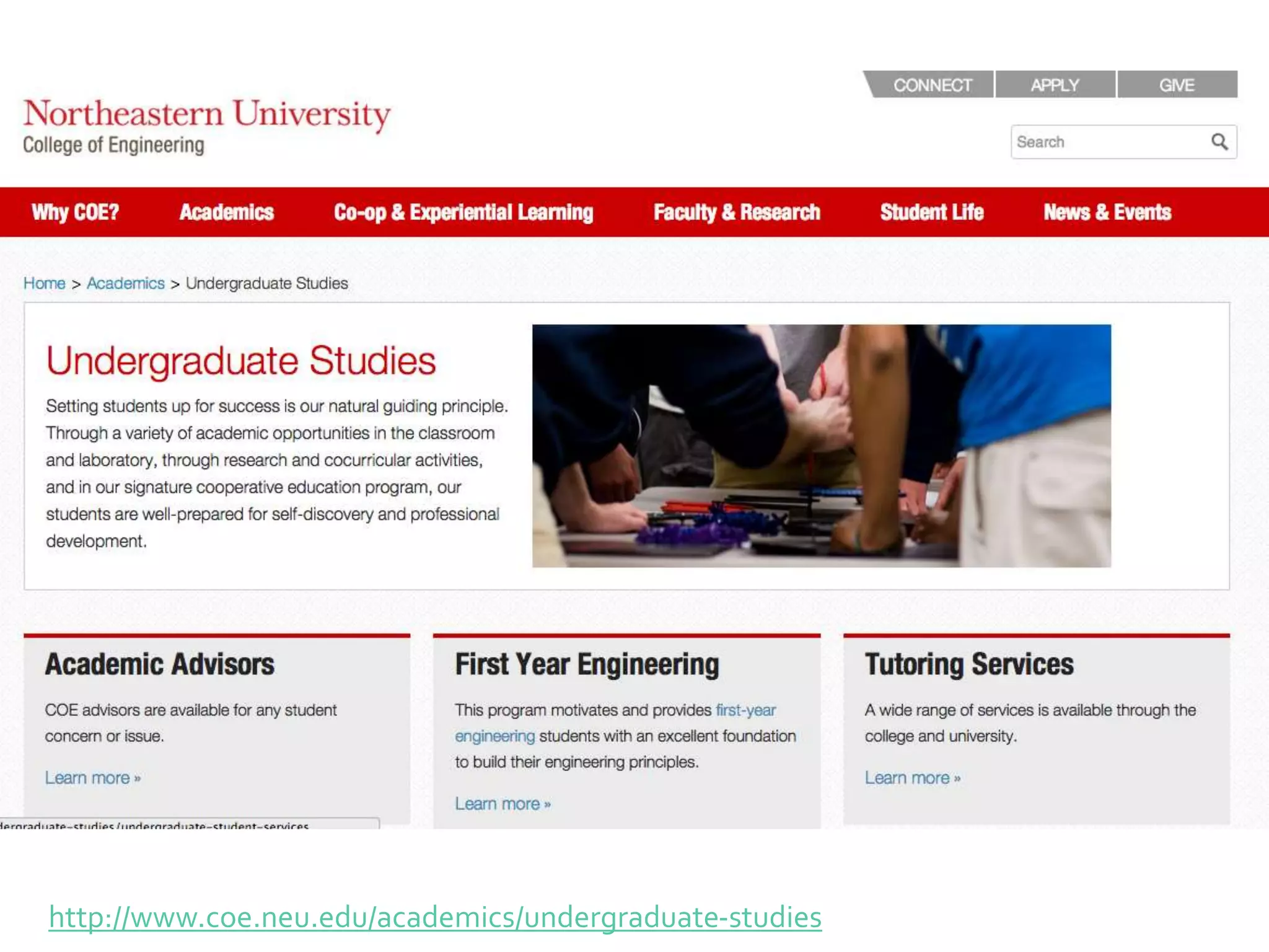 http://www.coe.neu.edu/academics/undergraduate-studies
 