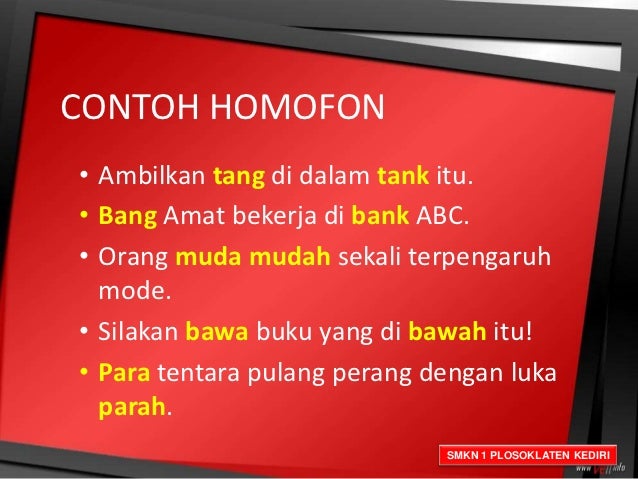 Contoh Kata Homofon Bahasa Indonesia - Mathieu Comp. Sci.
