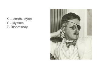 X - James Joyce
Y - Ulysses
Z- Bloomsday
 
