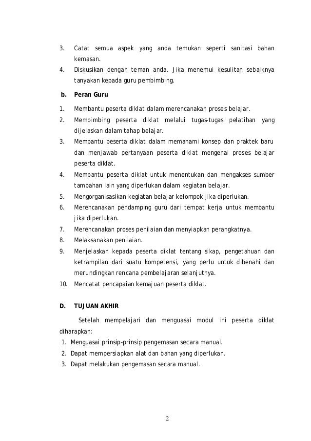 Melakukan Pengemasan Secara Manual