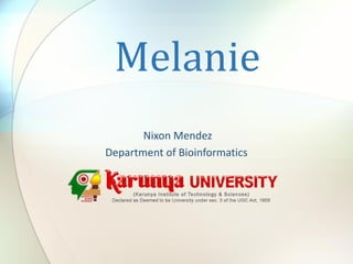 Nixon Mendez
Department of Bioinformatics
Melanie
 
