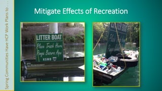 Spring Communities Have HCP Work Plans to . . . 
Mitigate Effects of Recreation 
 