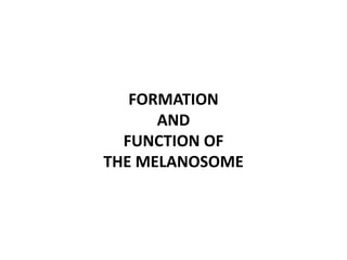 FORMATION
AND
FUNCTION OF
THE MELANOSOME
 
