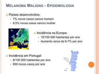 Lesões em forma de alvo com um centro elevado e escurecido, periferia plana e irregularFig. 10 –  Nevo displásico.