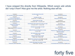 I have snipped this directly from Wikipedia. Which song’s wiki article did I snip it from? Also give me the artist. Nothing else will do.forty five