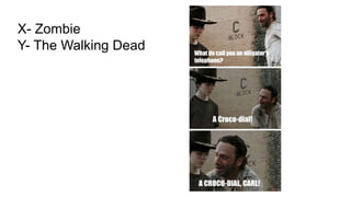 X- Zombie
Y- The Walking Dead
 
