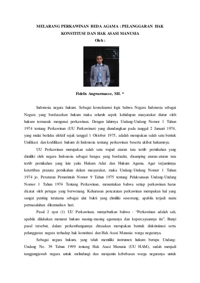 MELARANG PERKAWINAN BEDA AGAMA PELANGGARAN HAK MELARANG PERKAWINAN BEDA AGAMA PELANGGARAN HAK