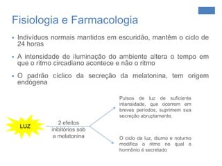 Somente na década de 50, a melatonina foi identificada Introdução Atualmente  sabe-se que a melatonina é responsável pelo: