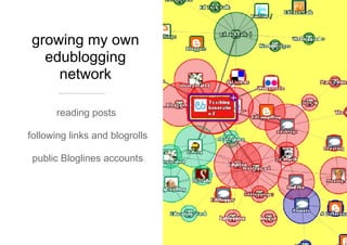 growing my own edublogging network reading posts  following links and blogrolls public Bloglines accounts 