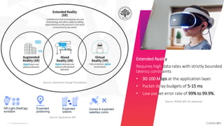 © 2022 CommScope, Inc.
4
Extended Reality
Requires high data rates with strictly bounded
latency constraints
• 30-100 Mbps at the application layer.
• Packet delay budgets of 5-15 ms
• Low packet error rate of 99% to 99.9%.
Source: Qualcomm WP
Source: NOKIA WP, 5G advanced
Source: Interaction Design Foundation
 