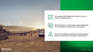 Our asset portfolio leads the market in terms of
scale, coverage and mix
We will continue to make large scale investments
in our networks, infrastructure and solutions
We are committed to opening up more innovative
ways for customers to access our infrastructure
Copyright Telstra InfraCo© Page 18
 