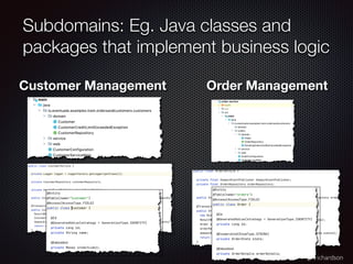@crichardson
Subdomains: Eg. Java classes and
packages that implement business logic
Customer Management Order Management
 