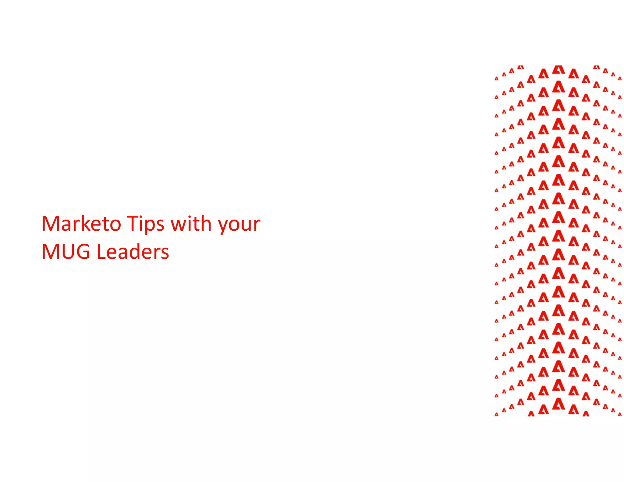 Marketo Tips with your
MUG Leaders
 