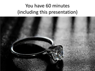 You have 60 minutes
(including this presentation)
 
