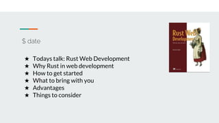 Rust Melbourne MeetUp - Rust Web Development | PPTX