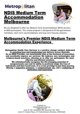 NDIS Medium Term Accommodation Melbourne | DOCX
