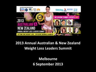 Photo Album
2013 Annual Australian & New Zealand
Weight Loss Leaders Summit
Melbourne
6 September 2013
 