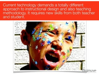 Current technology demands a totally different
approach to instructional design and also teaching
methodology. It requires new skills from both teacher
and student.
 