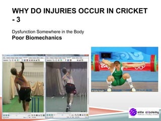 WHY DO INJURIES OCCUR IN CRICKET
- 3
Dysfunction Somewhere in the Body
Poor Biomechanics
 