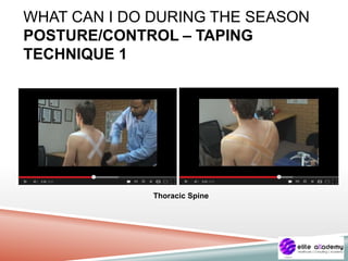 WHAT CAN I DO DURING THE SEASON
POSTURE/CONTROL – TAPING
TECHNIQUE 1
Thoracic Spine
 