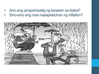 • Ano ang pinapahiwatig ng larawan sa ibaba?
• Sino-sino ang mas naaapektuhan ng inflation?
 