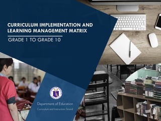CURRICULUM IMPLEMENTATION AND
LEARNING MANAGEMENT MATRIX
GRADE 1 TO GRADE 10
 