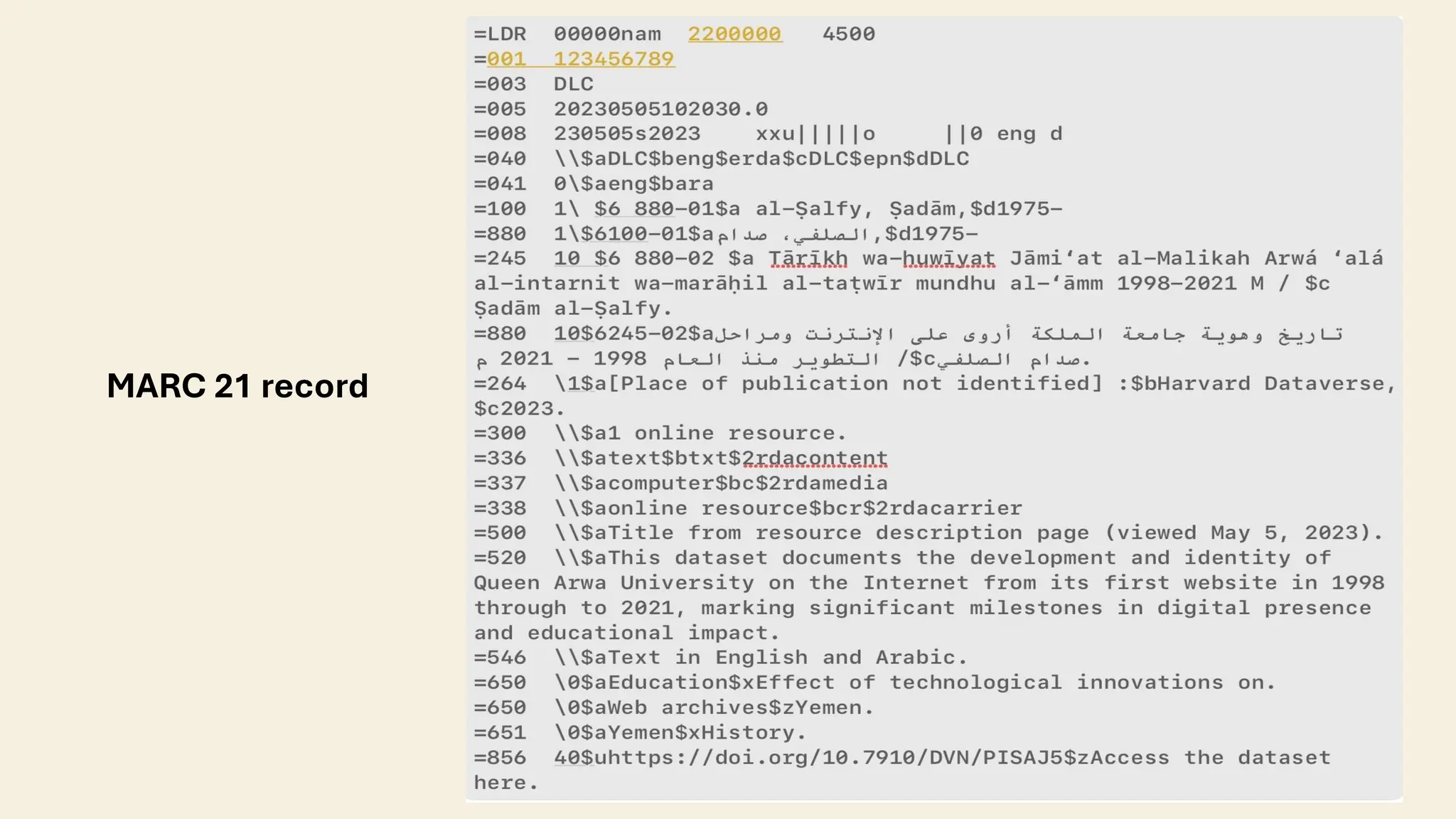 MARC 21 record
 