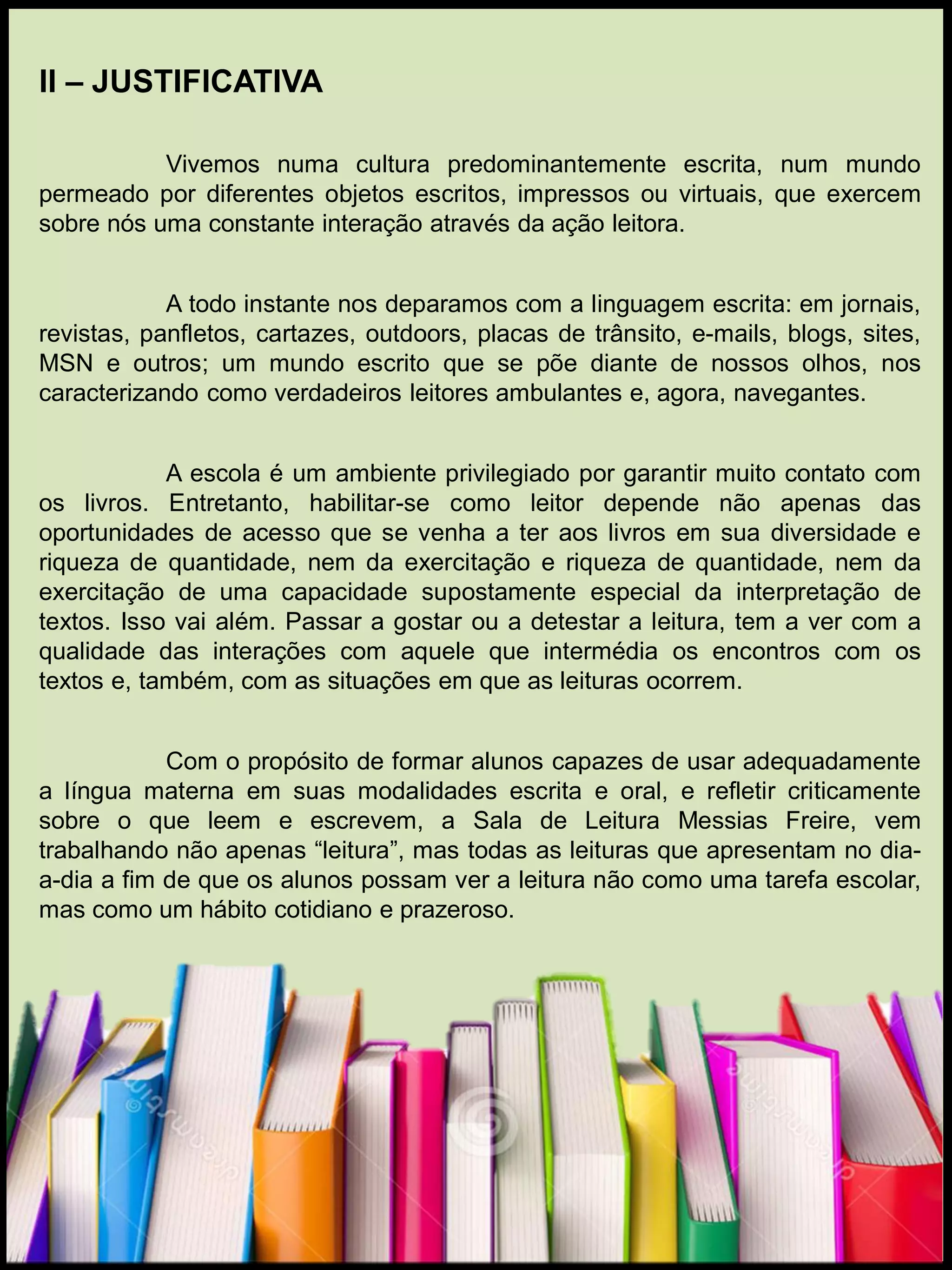 Projeto de Incentivo a Leitura | PDF