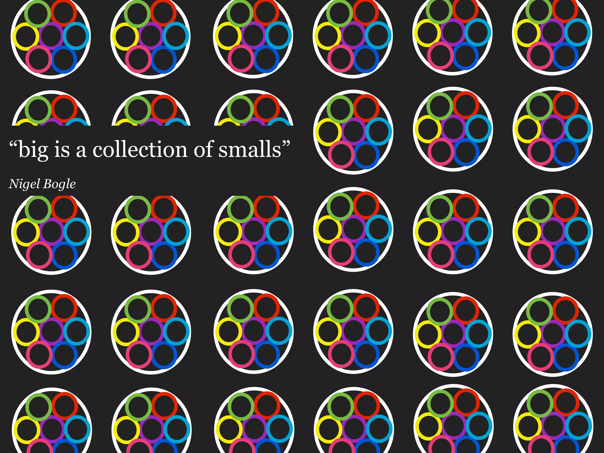 “big is a collection of smalls”
Nigel Bogle
 