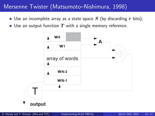 Implementing 64-bit Maximally Equidistributed F2-Linear Generators with ...