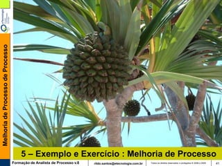 Melhoria de Processo de Processo




                                       5 – Exemplo e Exercício : Melhoria de Processo
                                   Formação de Analista de Processo v.8   rildo.santos@etecnologia.com.br   Todos os direitos reservados e protegidos © 2006 e 2009   41
 