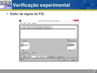 Verificação experimental
• Editor de regras do FIS:

 
