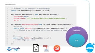 CAMADA SERVIÇOS
Serviços!
API!
 