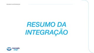 RESUMO DA INTEGRAÇÃO
RESUMO DA
INTEGRAÇÃO
 