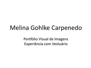 Melina Gohlke Carpenedo
Portfólio Visual de Imagens
Experiência com Vestuário
 