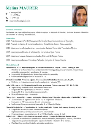 Ejemplo de CV de LED manager para educación | PDF
